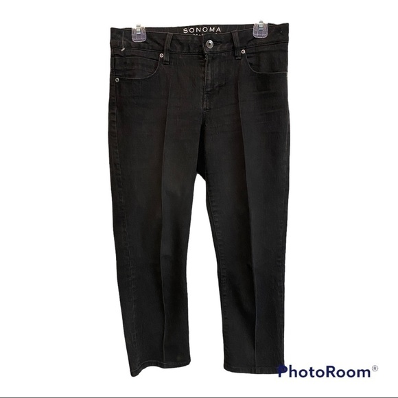 Sonoma life + style Modern fit black pin tuck capris | size 4 | NWOT - Picture 1 of 9